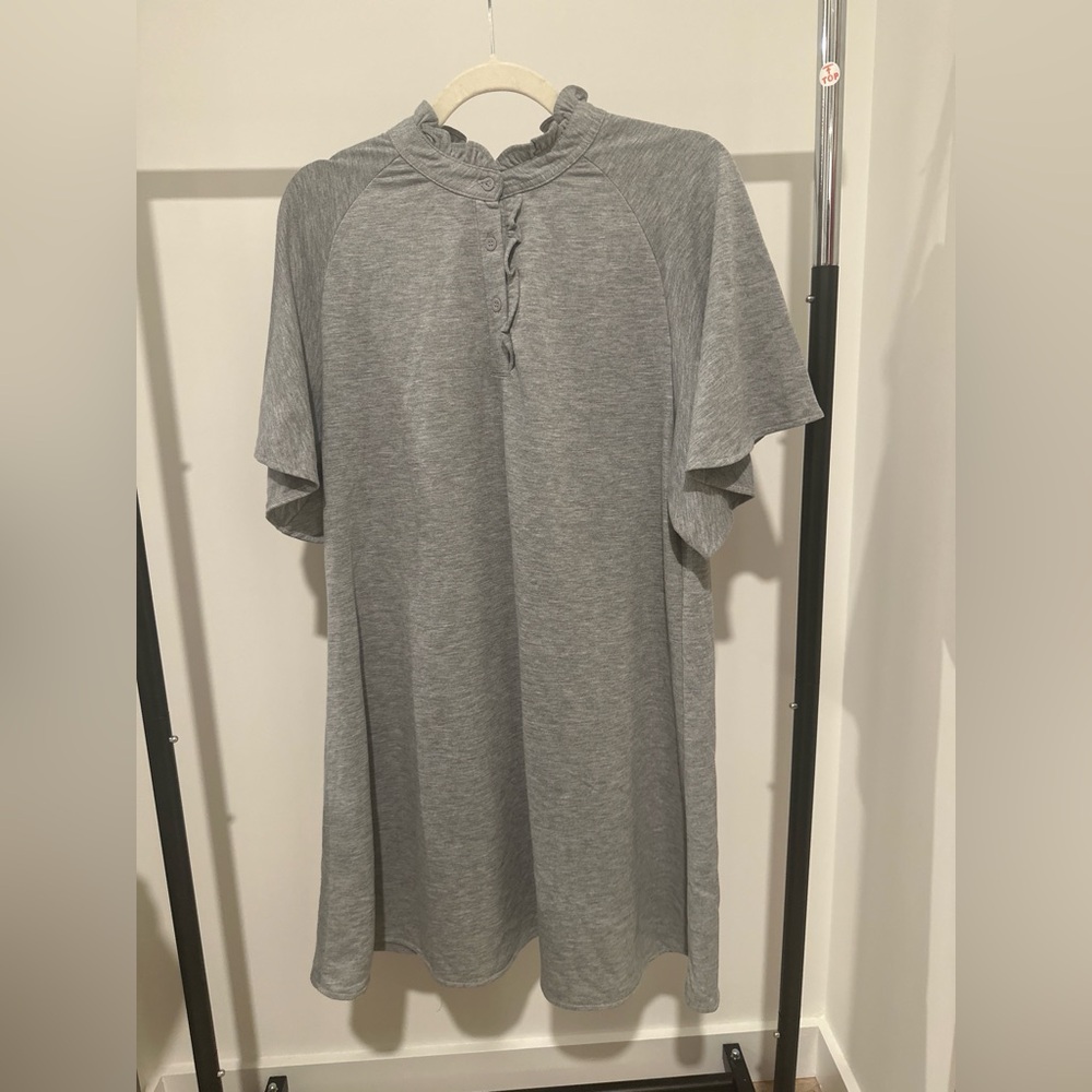 Elegant Gray Midi T-Shirt Dress
